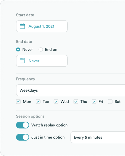 Fonctions de programmation des eWebinaires